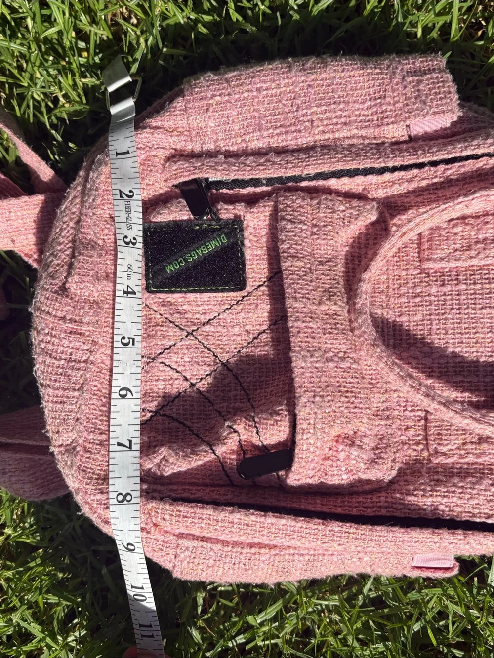 Pink Knit Mini Backpack with Top Handles and Adjustable Straps